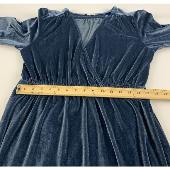 Baltic Born Sofia Velvet Maxi Dress Blue V-Neck 3/4 Sleeve Long Pullover Size XL - Picture 15 of 16